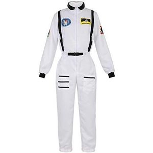 Astronaut Costume Adult for Women Space Suit Cosplay Costumes Spaceman Jumpsuit Halloween White S