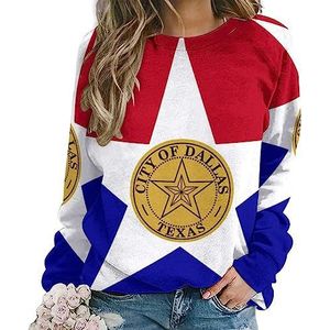 Dallas vlag nieuwigheid sweatshirt voor vrouwen ronde hals top lange mouw trui casual grappig