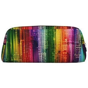 Rainbow City make-up tas lederen etui reizen toilettas cosmetische tas dagelijkse opbergtas voor vrouwen, Goud, Eén maat, Tas Organizer