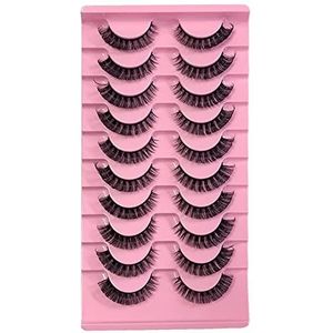 Russische stripwimpers, valse wimpers, natuurlijke wispy pluizige wimpers, zachte herbruikbare hybride strip wimpers DD Curl Faux Mink Wimpers 10 paar Pack (A-09)