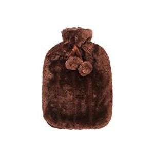DieffematicRSD Warmwaterkruik Warmwaterkruikhoes 2 liter zacht imitatiepluchebont Leuke warmwaterkruikhoes Warmwaterkruikhoes Waterfles Softcover voor (Color : Brown)