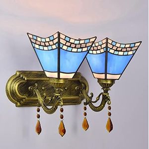 Tiffany Stijl Wandlamp Met Gekleurde Glazen Decoratie, Retro Dubbele Koplamp, LED Gang Verlichting, Slaapkamer, Trap, Badkamer, Kaptafel