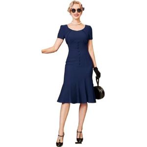 jurken voor dames Bodycon-jurk met knoopdetail en zeemeerminzoom (Color : Navy Blue, Size : XL)