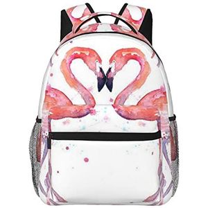 WOWBED Flamingo's Casual Rugzak Gedrukt Rugzak, Mode Klassieke Laptop Tas, Reizen Werk Camping Wandelen, Zwart, One Size