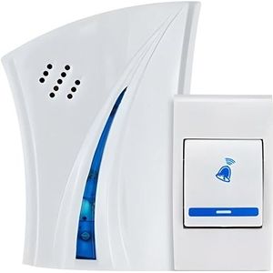 Retoo Draadloze deurbel, draadloze set, voor buiten, waterdicht, werkt op batterijen, met bereik van 100 m, 32 melodieën, huisdeurbel met plug-in-ontvanger, wit