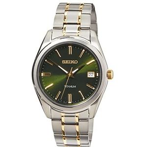 Seiko Herenhorloge kwarts titanium met roestvrijstalen band, groen, kwarts