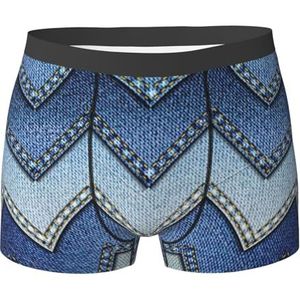 ZJYAGZX Heren boxershort met kleurverloop blauwe denim print - comfortabele ondergoedbroek, ademend vochtafvoerend, Zwart, S