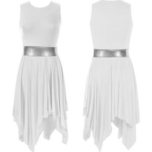 ZGXNYI Lyrische danskostuums voor dames, ballet lyrische dans, optredenskostuum, bal, feestjurk, gymnastiek, danskleding, moderne eigentijdse balletdanskleding (wit B, XXL)