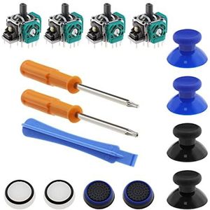 The Lord of the Tools Set van 15 gameconsole-controllerreparatieset, compatibel met Xbox One-controller, 3D-analoge joystickmodule, duimstick, siliconen dop en installatiegereedschap