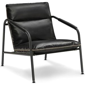 VASAGLE EKHO Collectie - Woonkamerfauteuil, Accentfauteuil met armleuningen, metalen frame, PU met stiksels, Mid-Century Modern, voor slaapkamer, leeskamer, woonkamer, inktzwart LAC014B01