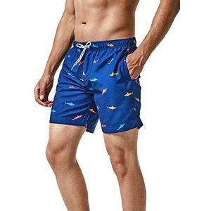 MaaMgic zwembroek voor heren Jongens zwembroek voor heren Sneldrogende surfstrandbroek Surfshort met pure voering, Haai diepblauw, M