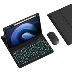 Toetsenbordhoes Voor Redmi Pad Pro12.1 Inch, 7 Kleuren Verlicht Afneembaar Draadloos Bluetooth-Toetsenbord Met Ingebouwde Potloodhouder, Tabletmuis,zwart