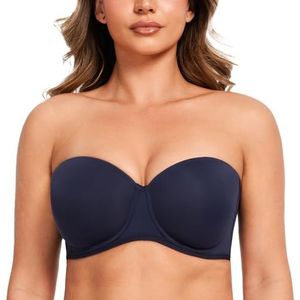 MELENECA Dames Comfort Beugel Ongewatteerde Grote Borsten Strapless bh Donkerblauw 75B