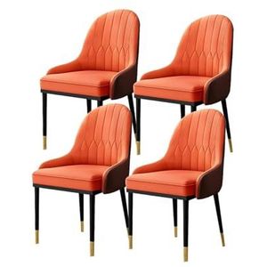 Moderne eetkamerstoelen set van 4, Scandinavische eetkamerstoel, lichte luxe keuken woonkamer stoelen PU lederen stoel met hoge rugleuning