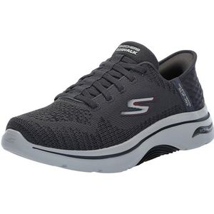 Skechers Go Walk Arch Fit 2.0-Grand Sneakers voor heren, houtskoolrood, 46 EU Breed