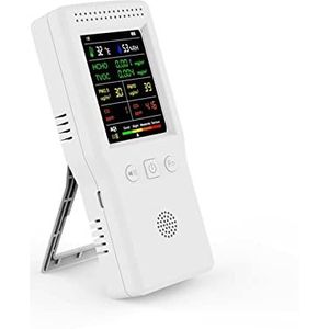 Luchtkwaliteitsmonitor 9 In 1 Multifunctionele Draagbare Luchtkwaliteit Detector PM2.5 PM10 HCHO TVOC CO CO2 Temperatuur Vochtigheid Monitor Lcd-scherm Nauwkeurigere meetgegevens(White A)