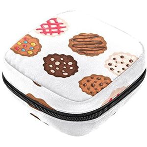 Maandverband opbergtas, vrouwelijke product zakjes draagbare periode kit tas voor meisjes vrouwen dames chocolade chip cookies-01, Meerkleurig, 4.7x6.6x6.6 in/12x17x17 cm