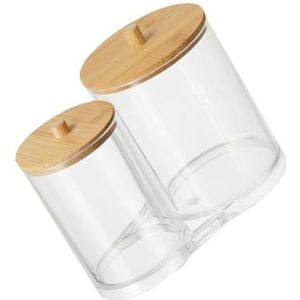 UAUWBRZ 2Pcs Katoen Ball Pad Houder Acryl Wattenstaafje Organizer Make-up Organizer Deksel Houder