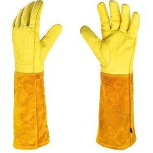 CYJAZNHH Tuinhandschoenen van leer met lange mouwen for snoeien en lassen, geel, diverse maten(Medium)