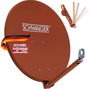 SCHWAIGER -241- satellietschotel | 88 cm | satellietantenne | met LNB-steunarm en masthouder | geïntegreerde kabelgeleider | aluminium satellietschotel | 88 x 88 cm | lichtgrijs