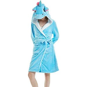 Woneart Vrouwen Badjas met Hooded Eenhoorn Nachtkleding Dames Dressing Gown Super Zachte Gewaden Dier Comfortabele Loungewear, Blauw, M