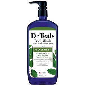 Dr Teal's Lichaamswas met puur Epsom-zout van Body Wash met puur epsomzout met eucalyptus en groene munt 24 oz/710 ml (dames)