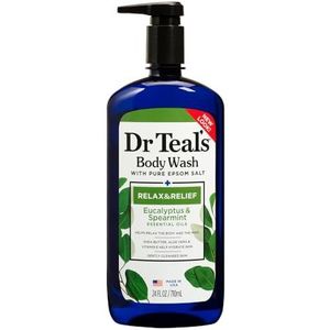 Dr Teal's Lichaamswas met puur Epsom-zout van Body Wash met puur epsomzout met eucalyptus en groene munt 24 oz/710 ml (dames)