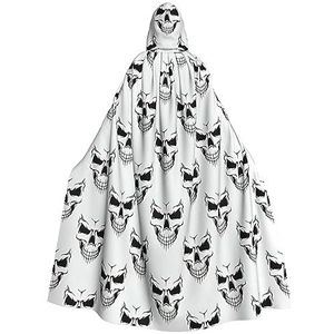 Bxzpzplj Halloween Thema Monochroom Skelet Hoofd Print Hooded Mantel Lange Voor Carnaval Cosplay Kostuums 185 cm, Carnaval Fancy Dress Cosplay