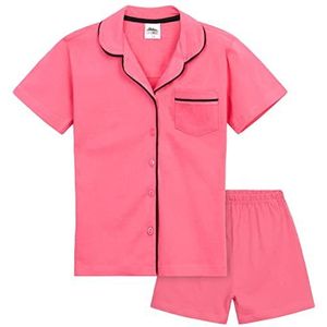 CityComfort meisjes pyjama zomer nachtkleding sets Button Down korte pyjama's voor kinderen en tieners Ademend zacht 100% katoen Lounge Wear korte mouwen PJ's voor meisjes maat 5-14 jaar (Roze, 5-6 Jaar)