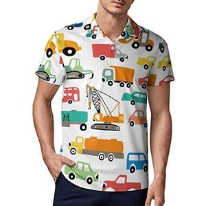 Cartoon Cars Collectie Heren Golf Polo-Shirt Zomer T-shirt Korte Mouw Casual Sneldrogende Tees L