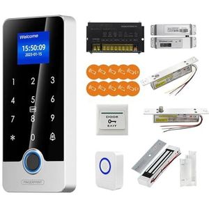 Toegangscontrolekit, Deurslot Toegangscontrolesysteemkits met 1,77 inch scherm Bluetooth-toetsenbord Vingerafdruk RFID IC-kaartlezer Metalen toetsenbord(J200F-M1 gateway)