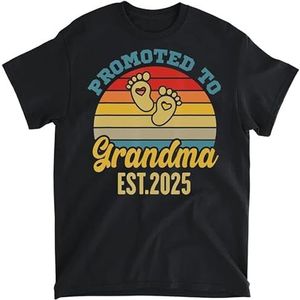 OrcoW Oma Est 2025 Gepromoveerd tot Oma 2025 Nieuwe Grootmoeder T-Shirt Grafische T-shirts voor Mannen Vrouwen Zwart, Zwart, L