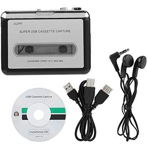 Cassetterecorder, USB Portable Tape to PC, cassetterecorder, MP3-CD-recorder, digitale muziekspeler voor laptop en pc, Standaard
