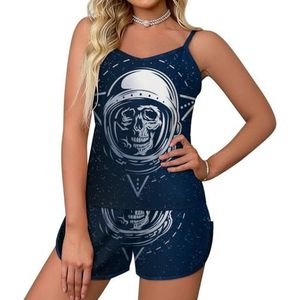 Dead Skull Astronaut 2-delige pyjamaset voor dames, sexy tanktop en korte broek, nachtkleding PJ Lounge