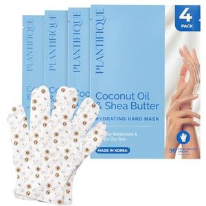 PLANTIFIQUE Hydraterend Handmasker 4 Handschoenen – Diep Hydraterende Handschoenen met Hyaluronzuur, Sheaboter & Macadamia – Voedende Vegan Handcrème (Handmasker 4)