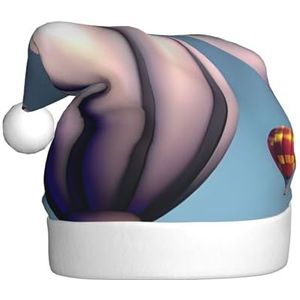 SSIMOO Heteluchtballon pluche kerstmuts voor volwassenen, feestelijke feesthoed, ideaal feestaccessoire voor bijeenkomsten