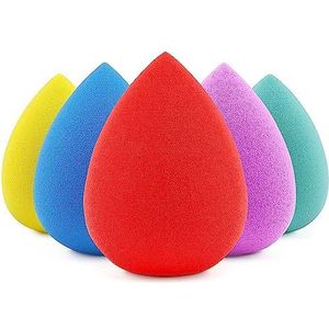 BEAKEY 5-Delige Make-up Spons Set, Latexvrije Blender Schoonheidsspons Met Meerdere Kleuren, Vlekkeloze Dekkingsponsen Voor Vloeibare Foundation, Crèmes En Poeders