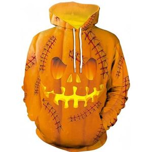 Ocean Plus Heren Hoodie Halloween Hoodie met Kangoeroezak Kerstmis Lange Mouwen Sweatshirt Meerkleurig Opdruk Pullover (L (Borstomvang: 112CM), Pompoen)