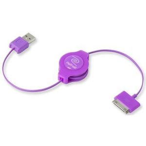 Retrak EUIPODUSBRL USB 2.0 opwindbare laad-/synchronisatiekabel voor iPad, iPod, iPhone, violet