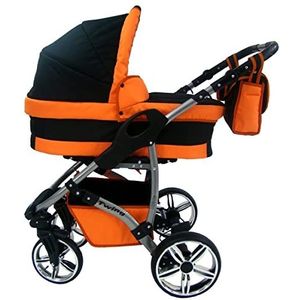 Kinderwagenset 40 kleuren om uit te kiezen Buggy, anti-lekvrije wielen, Twing by SaintBaby Black Orange 3-in-1 met babyzitje