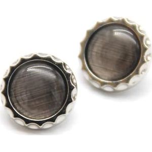 8 stks Ronde Knopen Metalen Shirt Knoppen voor Kleding, Zilver Zwart, 11mm