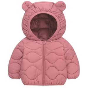 Kinderdonsjack Ultrazachte geïsoleerde jassen Kinderen Warme winterkleding Jongens Meisjes Lichtgewicht gewatteerde bovenkleding Winddichte capuchon Winterjassen Jas for jongens en meisjes(Pink,130 Fo