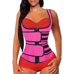 Dames Afslankkorset, Postpartum Vormende Buikcontroleriem, Latex Sportvest Saunapak Body Shaper (Color : Pink, Size : L)