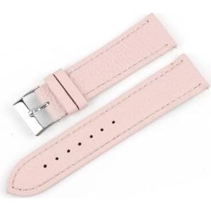 Jeniko Litchi Patroon Zacht Lederen Horlogeband Heren Dames 16mm 18mm 20mm 22mm Koeienhuid Horloge Band Accessoires (Color : Pink, Size : 21mm)