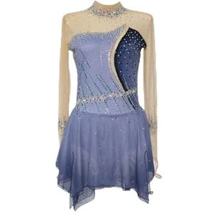Kunstschaatsjurk Met Lange Mouwen For Meisjes, Ademende Schaatsoutfits For Wedstrijden, Teamdanskostuums(4XL)