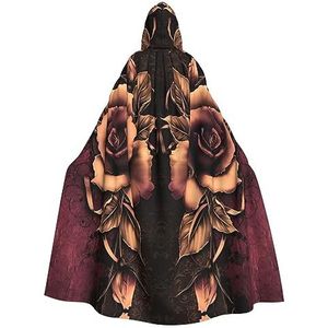 DEXNEL Gothic Rose 150 cm Hooded Cape Unisex Halloween mantel voor duivel heks tovenaar Halloween Cosplay, aankleden
