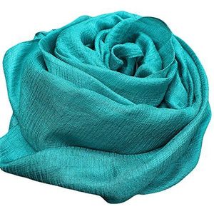 Vrouwen Dames Meisjes Parelglans Effen Kleur 185cm x 100cm Zijdeachtige Pareo Sarong Wrap Beachwear Bikini Cover Up, Turkoois, one size