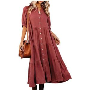 yk8fass Jurk met lange mouwen sl-5990, Roest rood, S