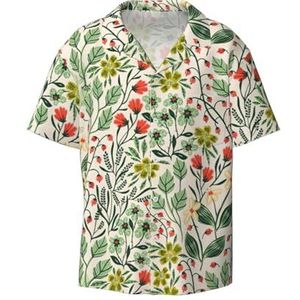 YJxoZH Roadside Rose Print Heren Jurk Shirts Casual Button Down Korte Mouw Zomer Strand Shirt Vakantie Shirts, Zwart, M