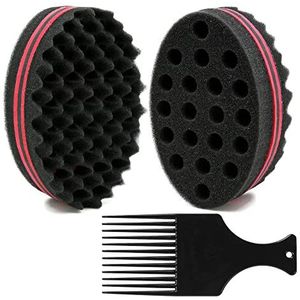 BEWAVE Grote Gaten Haarspons Krul Spons Draaien Borstel voor Afro Vrees Vergrendelen Spoel Haar, 2 Stuks